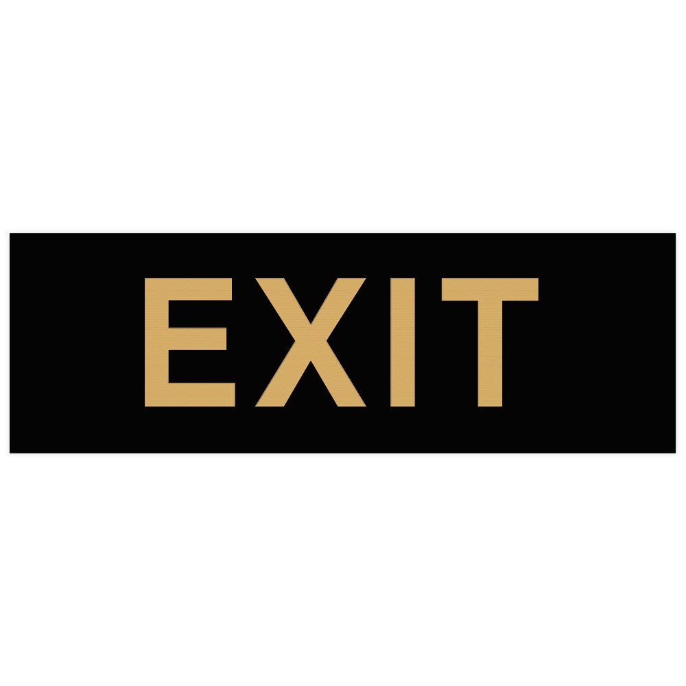 All Quality Basic Exit Wall or Door Sign - Simple & Clear To Ensure Safety | Easy to Install - Black/Gold - Medium (1 Pack)