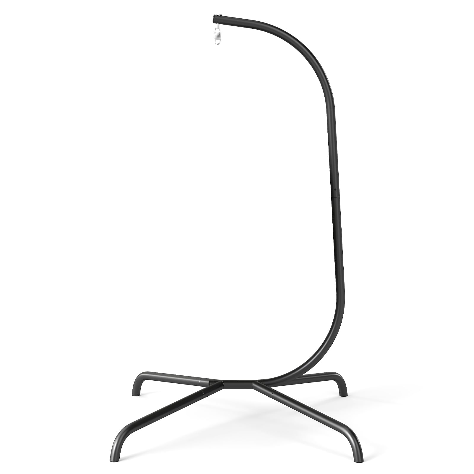 COSTWAY C Frame Hammock Chair Stand, Heavy Duty Metal Hammock Stand with 360° Rotation, Indoor Outdoor Hanging Chair Holder for Living Room, Garden and Patio(Black Stand Only) (106 x 105 x 197cm)