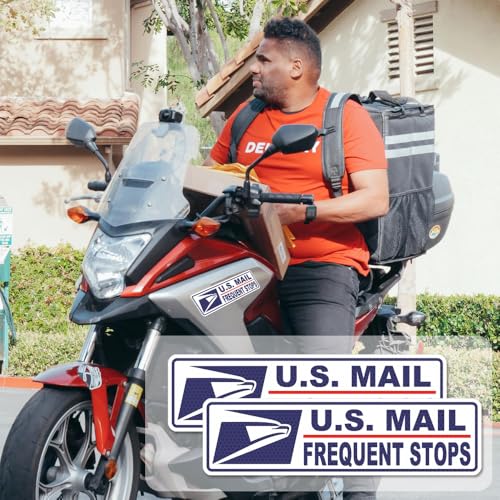 Image of 4 Pack Reflective Mail Delivery Driver Car Magnets Rural Delivery Carrier Magnetic Signs Caution Frequent Stops Delivery Driver Automotive Magnet Decal Waterproof Magnetic Bumper Stickers