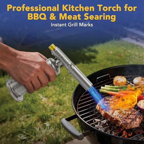 Image of Butane Torch, Professional Metal Micro Torch, Waterproof and Windproof Blow Torch, Refillable & Adjustable Soldering Torch for Jewelry Making, Baking, Cooking (Butane Gas not Included)