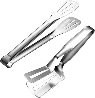 Pince de Cuisson, NALCY 2 Pièces Cuisine Pinces, Pince à Steak Pince à Poisson en Acier Inoxydable 304, pour Viande, Salade, Spaghetti, Saucisse, Petits Pains et Bien Plus Encore