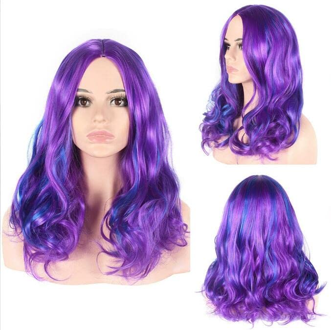 50CM Short Wig Anime Descendants 3 Mal Wave Curly Wig Cosplay Costume Heat Resistant Hair Women Cosplay Wigs