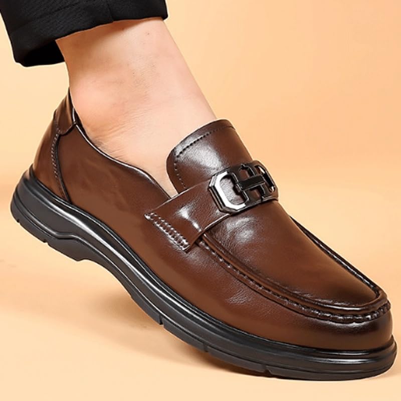 Men's Fashion Square Toe Faux Patent Leather Tuxedo Dress Shoes Work Office Business Height-Increasing Shoes3