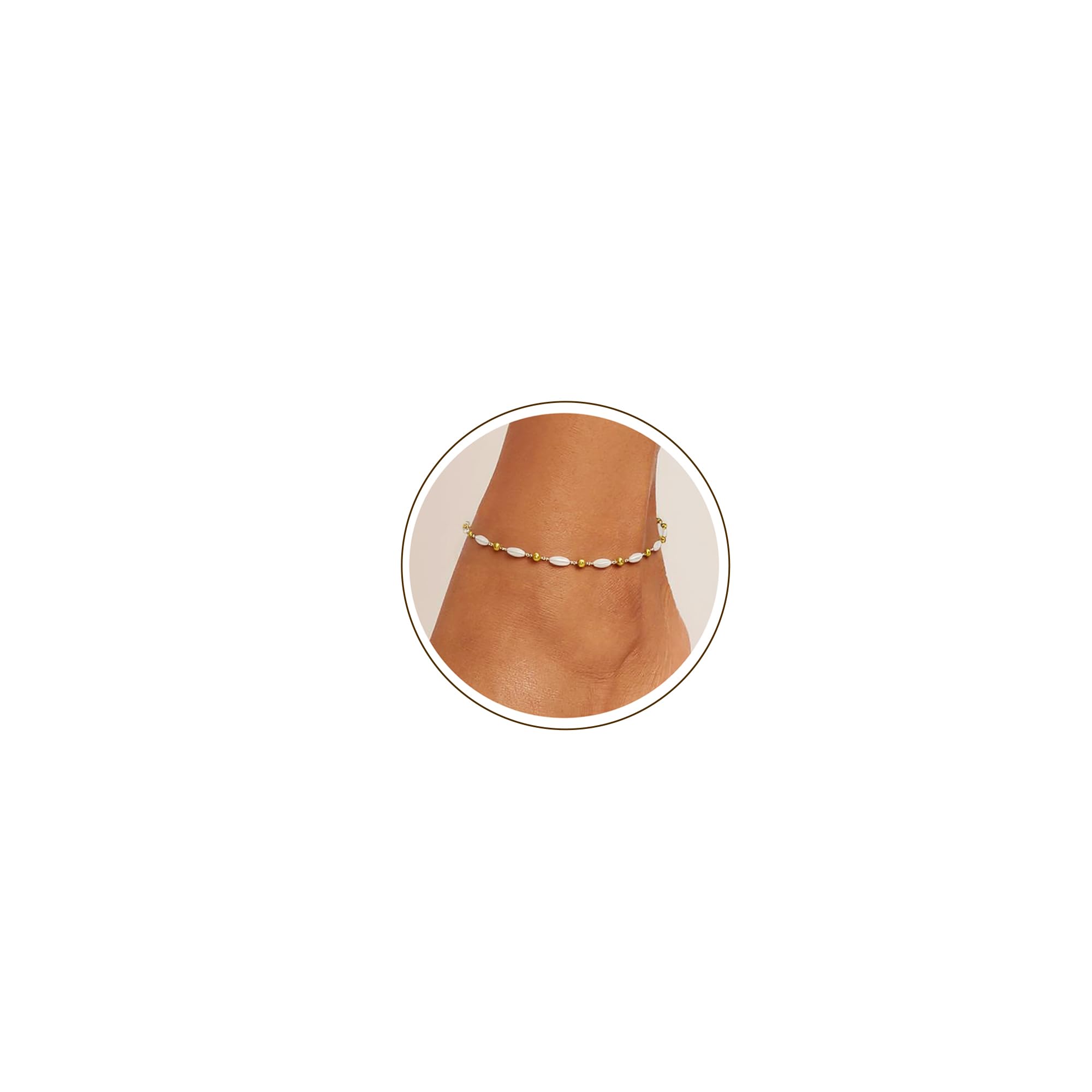 Waterproof Ankle Bracelets for Women Gold Anklets Non Tarnish Pearl/Figaro/Cuban/Snake Chain Anklet Adjustable Anklets for Womens Summer Beach Anklet Foot Jewelry for Women Gift