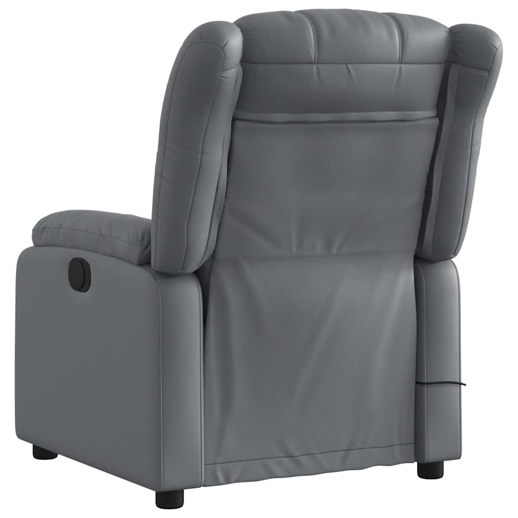 vidaXL Fauteuil de Massage Inclinable, Chaise avec Repose-Pieds, Siège avec Dossier et Accoudoirs Salle de Séjour, Moderne, Gris Similicuir