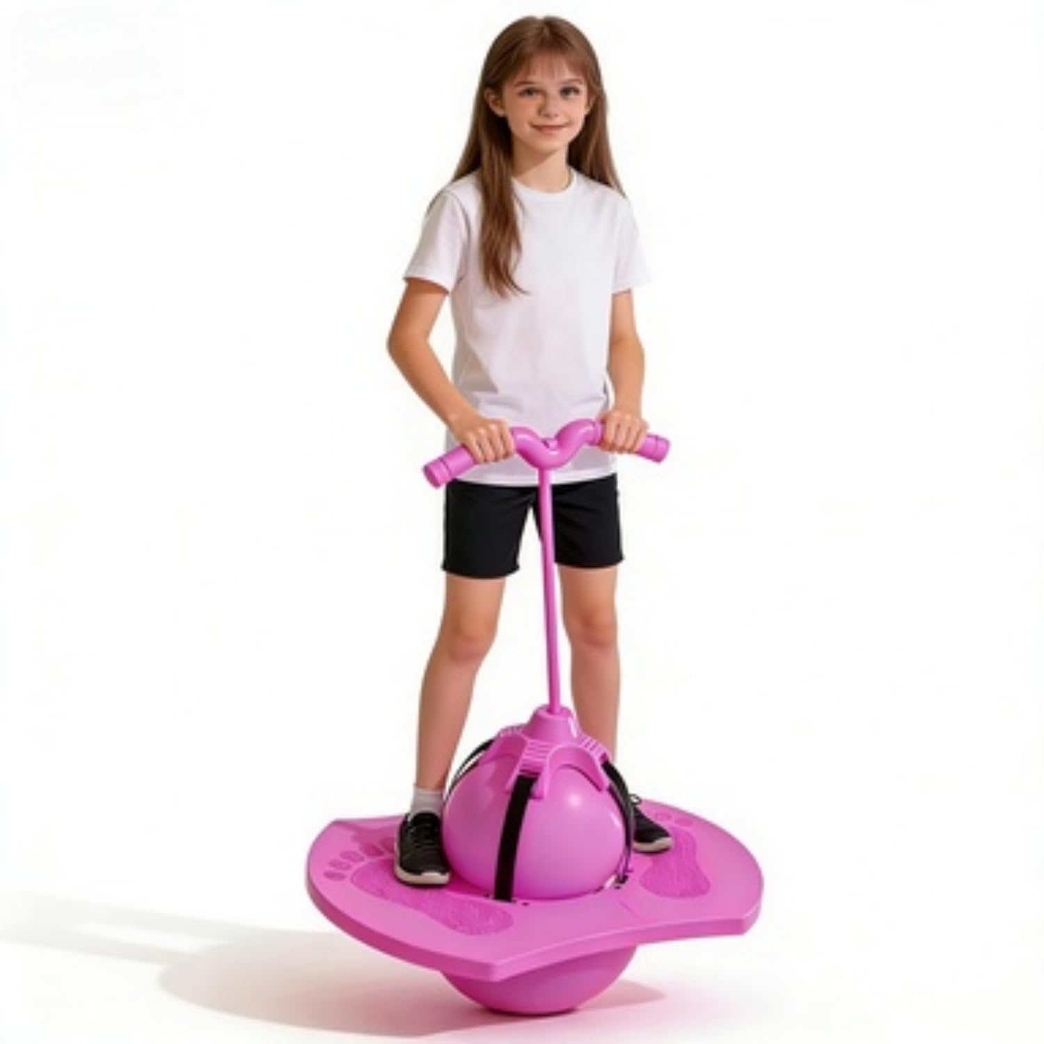 Racocou Nueva Pelota Rebotadora para Niños y Adultos Balón Pogo con Asa Palo de Salto Seguro para Edades de 5 Años Juguete Divertido de Ejercicio y Fitness,Rosado