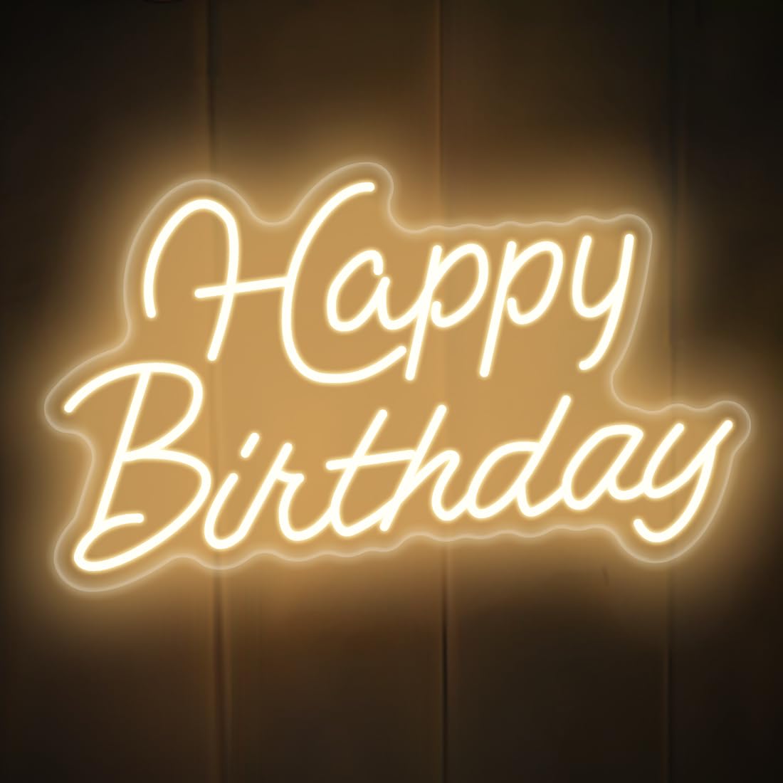 Neon "Happy Birthday" do dekoracji ścian, neonowy znak świetlny LED Happy Birthday, zasilany przez USB, ściemniany znak świetlny na przyjęcie urodzinowe, dekoracja, ciepła biel, 42 x 25 cm