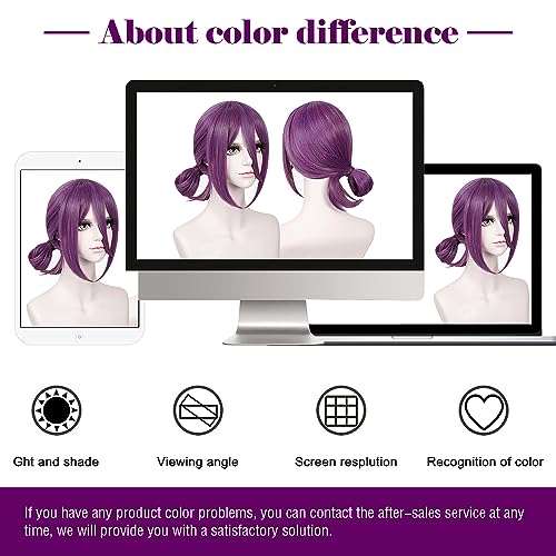 Image of LABEAUTE Anime Purple Wigs for Girls Women Cosplay Wig with Ponytail for Halloween Party Wig + Cap