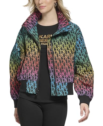 Karl Lagerfeld Paris Women's Short Anorack with Logo Sleeve Jacket