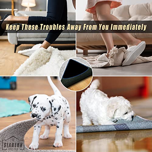 Siareun Rug Gripper,8 Pcs Anti Slip Rug Grips,Double Sided Rug Gripper For Hardwood Floors,Rug Grippers For Area Rugs,Rug Corner Grippers,Washable Non Slip Rug Pads,Rug Corners To Hold Rug Down #TOP3