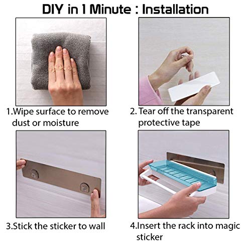 Image of XMART INDIA No Drilling Bathroom Storage Shelf with Towel Bar, Wall Mounted Storage Rack with Towel Holder, Self Adhesive Plastic Shelf for Shampoo, Soap, Cosmetics & Kitchen Use (2)