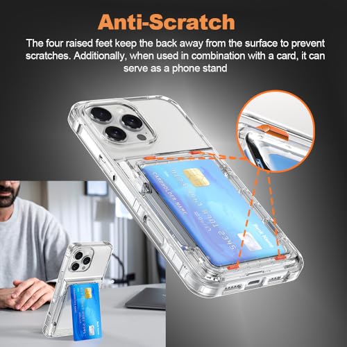 Wuwedo for iPhone 16 Pro Max Clear Wallet Case with RFID Blocking Card, Up to 5 Cards, Hybrid Protective Case with Card Holder, TPU + PC, Anti-Yellowing, 6.9" 2024 by Wuwedo - Used condition - Image 8