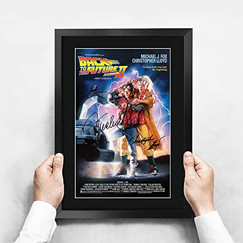 HWC Trading Back to the Future 2 Movie Poster Cast Signed 16 x 12 inch Framed Gift Printed Autograph Christopher Lloyd Michael J Fox Print Photo Picture Display - 16" x 12" Framed by HWC Trading - Used condition - Image 2