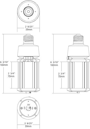 Miniatura 8 de Satco S23146 Hi-Pro - Lámpara LED de mazorca de maíz seleccionable con temperatura de color y potencia de color, reemplazo HID, 18 W/16 W/12 W, 3000
