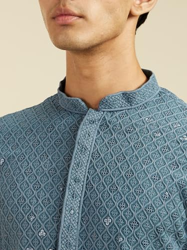Image of DIWAS BY MANYAVAR Men's Viscose Chikankari Sequined Kurta (1pc)