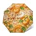 Petit parapluie de voyage Modèle orange fruit Coupe-vent extérieur pluie soleil UV Auto Compact 3 plis parapluies couverture