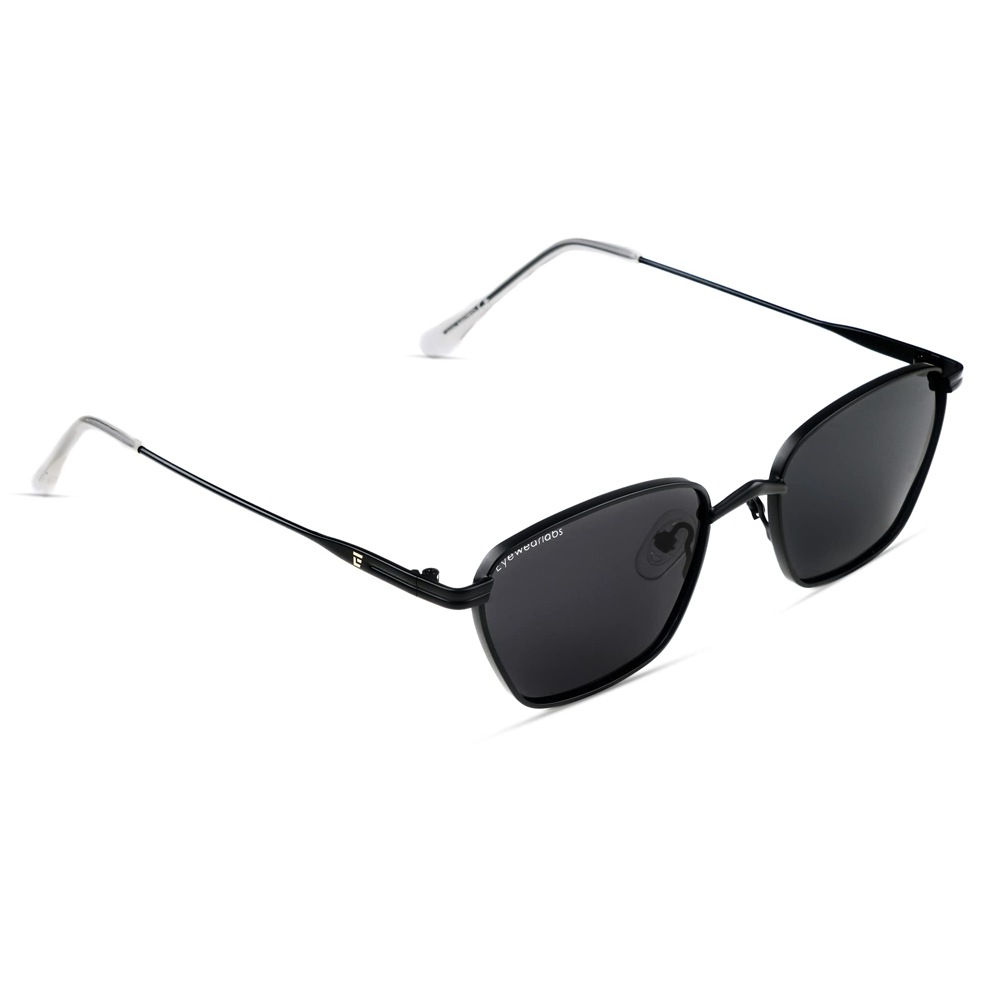 eyewearlabs OKNO | Polarized Full Rim Alloy Rectangular Branded Stylish Sunglasses For Men & Women | 100% UV Protection | Cricket Sports Cycling Driving | Black Lens | Medium | Andrew-picture-35