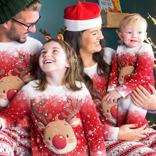 WUDEUI Family Matching Christmas Pajamas Set, Long Sleeve Pjs Nightwear, Xmas Holiday Loungewear Sleepwear with Pockets - Image 5