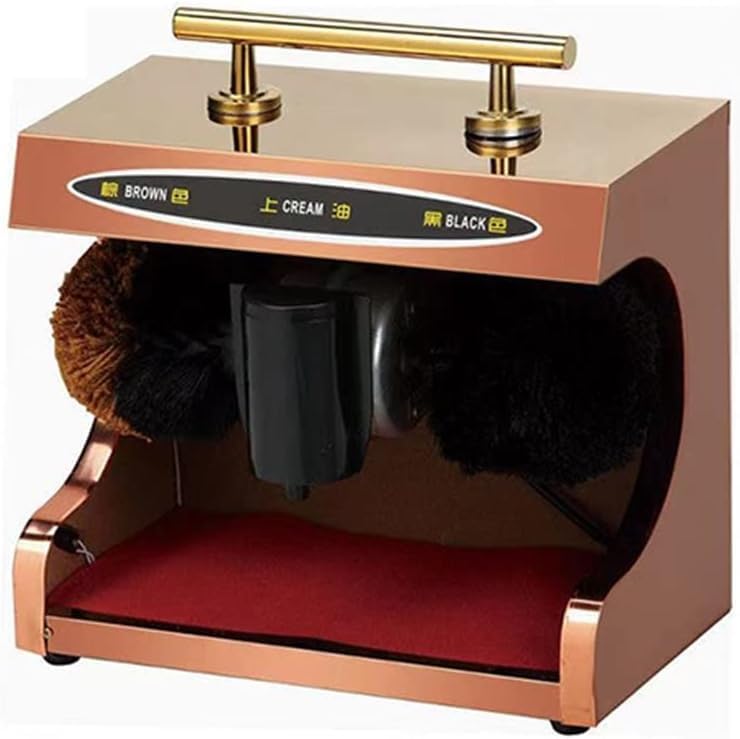 Shoe Polisher Fully Automatic, Electric Shoe Shine Machine Automatic Electric Shoe Polishing Machine Buff Polisher Polish Shining Cleaner (Rose Gold )