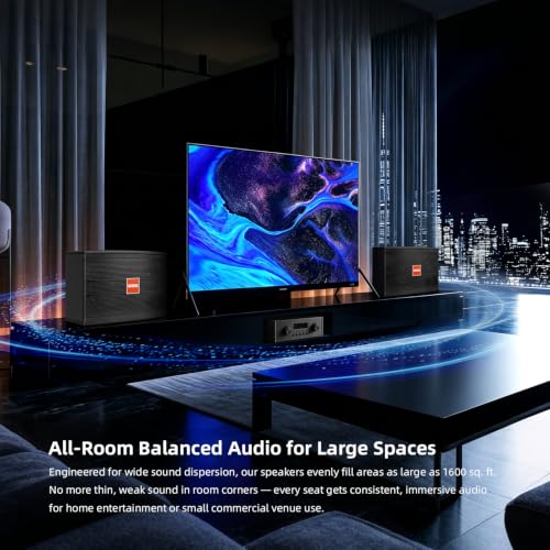 Image of 6.5 inch 2-Way Karaoke Speakers Pair, 600W Peak, Built-in Crossover