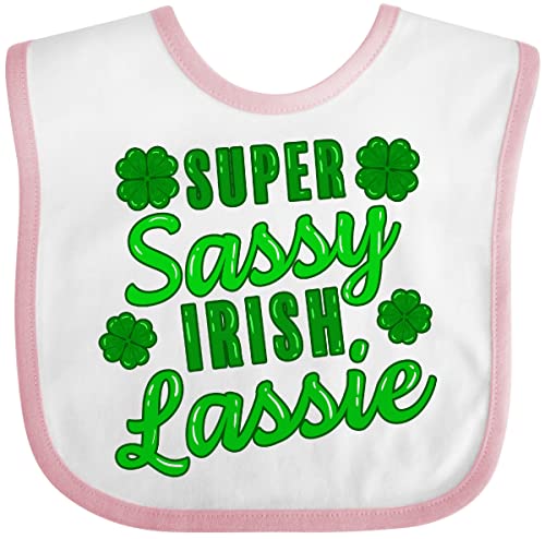 inktastic Super Sassy Irish Lassy with Green 4 Leaf Clovers Baby Bib