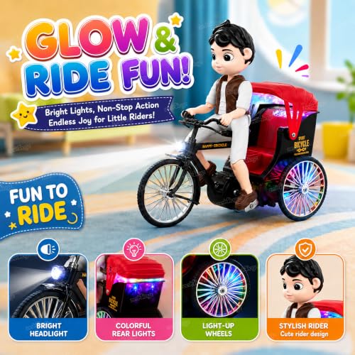 Image of Zest 4 Toyz Musical Tricycle Toy for Kids with Colorful Lights & Sound Toy | Stunt Tricycle with Rotating Foot Pedals | Musical Toys for Boys & Girls