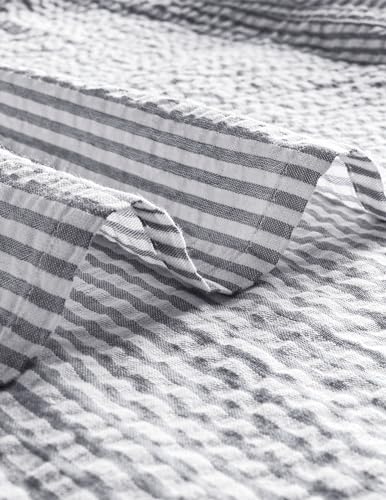 Image of VATPAVE Mens Striped Summer Shirt Casual Button Down Short Sleeve Beach Shirts Cotton Shirts for Men