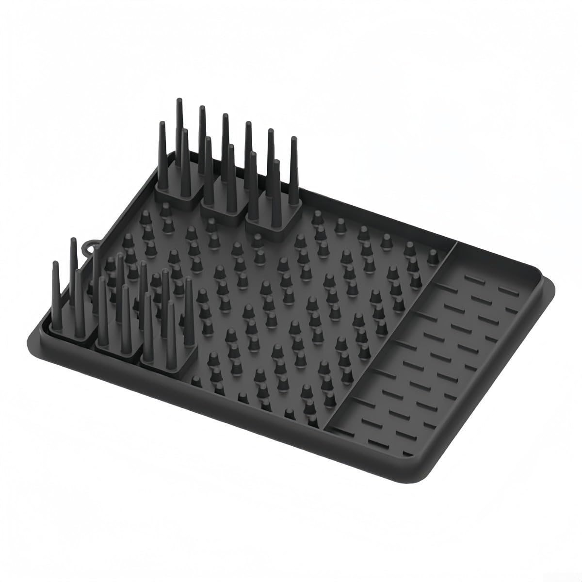Égouttoir à vaisselle avec tapis de séchage en silicone, égouttoir compact en acier inoxydable, design de comptoir peu encombrant pour un séchage et une organisation efficaces de la vaisselle