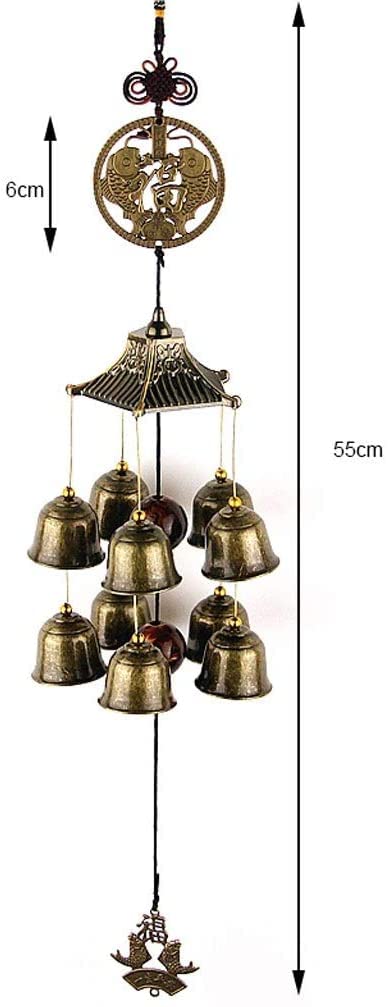 Carillon a Vent pour Maison Carillon Éolien en Métal Suspendu Créatif Grande Cloche Chambre Maison Extérieur Antivol Cuivre Sonnette Décoration Décoration Intérieure