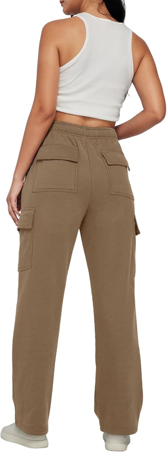 AUTOMET Womens Cargo Sweatpants Baggy Fleece High Waisted Joggers Sweat Pants Athletic Pants - Image 2