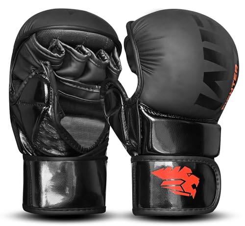 WFX Guantes de artes marciales mixtas para sparring, palma abierta, medio dedo, saco de boxeo, guantes de karate para hombres y mujeres, guantes de entrenamiento tailandés de mayo para kickboxing y