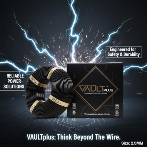 Image of VAULTPlus Black 2.5 Sq Mm CCA Copper Electrical Wire - 90 Meter |Flexible Cable for Home & Industrial Wiring