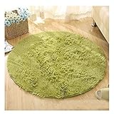 Redonda Alfombra De Pelo Alto Y Largo,excelente Piel sintética de Calidad Alfombra,Adecuado para salón Dormitorio baño sofá Silla cojín Pasto Verde 200 * 200cm Cabello 2.5cm