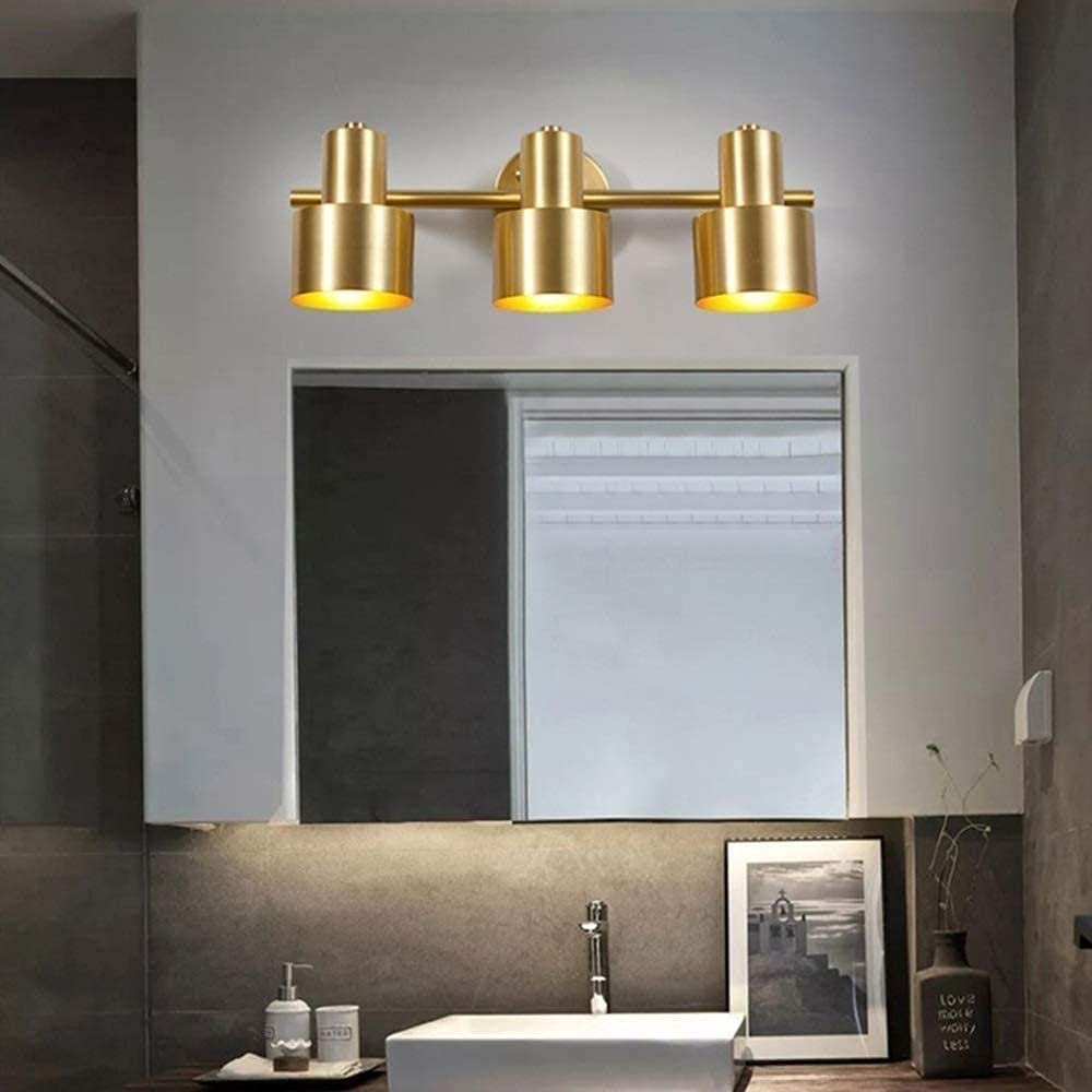 Aplique de Pared Moderno y Creativo para Interiores, con Luces LED de Color norteño, para baño, Armario, tocador, Cobre, 3 Luces (2 Luces)