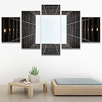 SIGNWIN 5 Panel Canvas Wall Art Architecture & Maps Closeup Cool Industrial Multicolor Patterns for Home Decorations Ready to Hang - 60