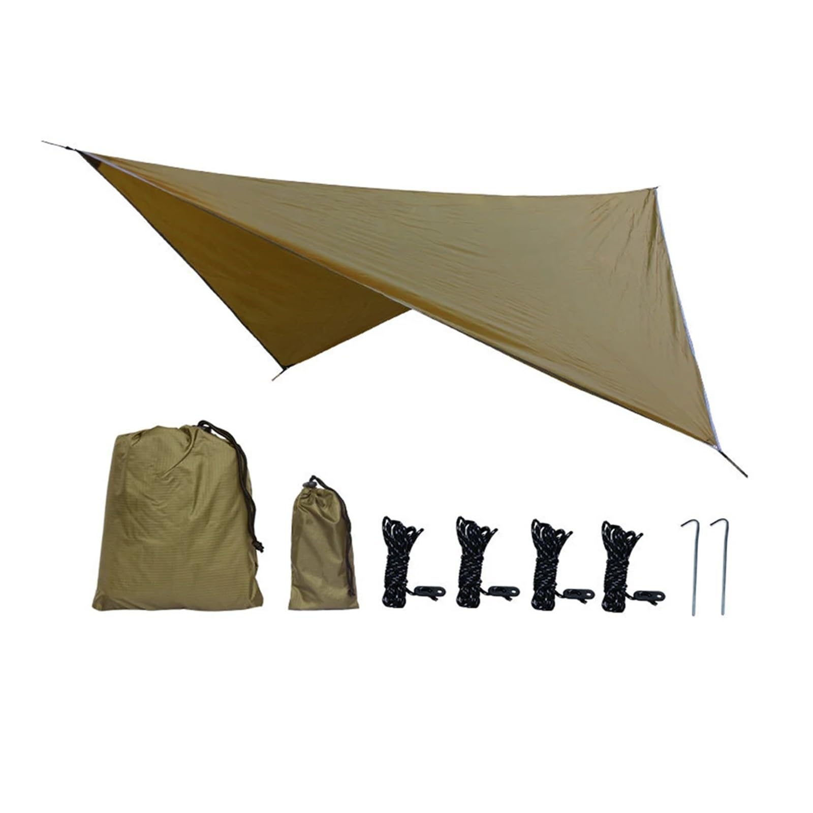 Ultralight Waterproof Tarp Tent 350x280cm Shade Outdoor Camping Hammock Rain Fly Garden Awning Canopy Sunshade(Brown)