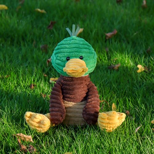 Apricot Lamb Cord Stockente Ente Plüschtiere für Kinder, weiche niedliche Kuscheltier für Baby Mädchen und Jungen, Flauschige Cord Mallard Grün 25 cm