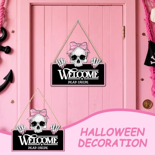 Señal para la puerta principal de Halloween resistente al aire libre 3