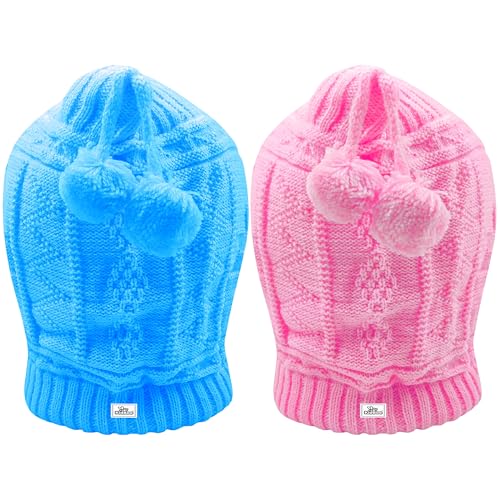 Image of Kidbee Baby Boy's & Baby Girl's Soft Woolen Monkey Cap Pack of 2