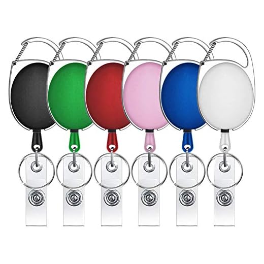 Selizo 6 Packs Retractable Badge Holder Badge Reel Carabiner ID Keychain with Clip, Assorted Color