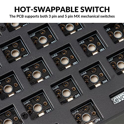 Image of Keychron V2 Wired Custom Mechanical Keyboard Barebone Version, 65% Layout QMK /VIA Programmable Macro with Hot-swappable Support Compatible with Mac Windows Linux (Frosted Black - Translucent)