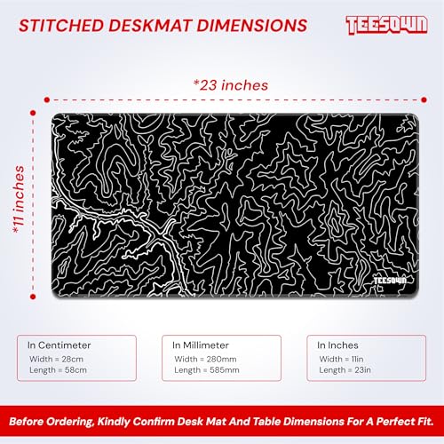 Image of Black Canyon Map Stitched Mousepad (11x23) for Laptop, Desktop, PC and Gaming Deskmat (Stitched Black 2.O, L)