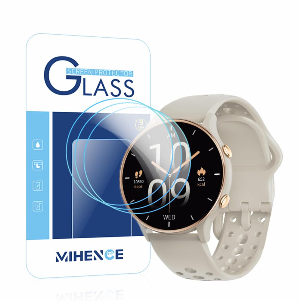 MIHENCE Screen Protector Compatible for KEEPONFIT 1 27 Smart Watches 9H Tempered Glass Protective Film 3PCS