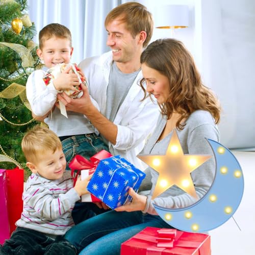 Qiaofei QFCHNLT159002 Decorative Moon-Star Night Light,Cute Led Nursery Night Lamp Gift-Marquee Moon-Star Sign thumb #3