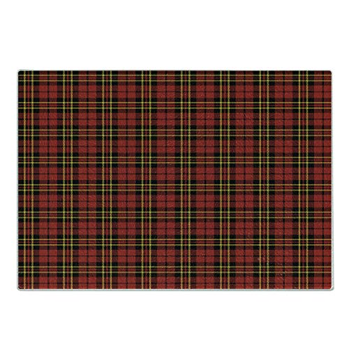 Plaid Tempered Glass Cutting Board