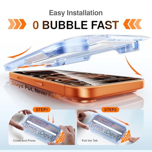 Image of SMARTDEVIL 2 Pack Screen Protector for iPhone 17 Pro Max with AR Anti-Reflective Technology, 9H Hardness Military Grade Tempered Glass, Bubble Free and Auto Dust-Removal Box, Easy Installation