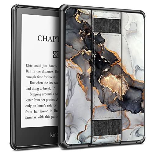 Fintie Funda para 6,8 Kindle Paperwhite de 11.ª generación (Modelo de 2021), [Protección de Esquina] Dura Trasera Carcasa con Correa de Mano [Solo Trasera Carcasa], Cloudy Marble