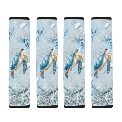 Image of AFPANQZ Seat Belt Cover Pads Kit 2 Packs Comfortable Driving Shoulder Protectors Sea Turtle Print Car Safety Seatbelt Pads Soft Comfort Cushion Car Seats Accessories Backpack Strap Pad