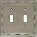 Brainerd 64772 Beaded Double Toggle Switch Wall Plate / Switch Plate / Cover, Brushed Satin Pewter