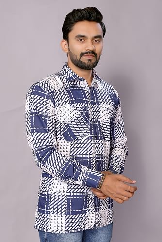 Image of GURIK Men's Cotton Box Checkered Slim Fit Casual Shirt with Chest Pocket, Full Sleeve Shirt for Formal & Casual Wear